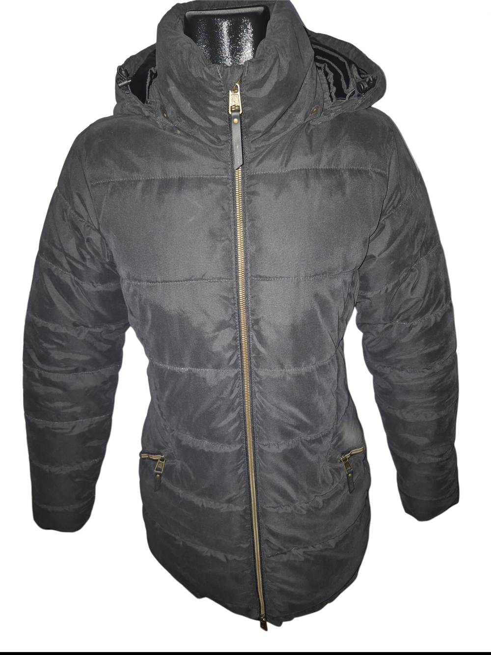 O'Neill Women’s Black Mid-Length Fitted Puffer Winter Jacket Size S
